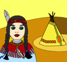 Dibujo India y tepee pintado por fresi