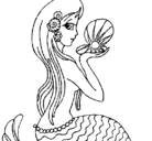 Dibujo Sirena y perla pintado por blanco