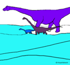 Dibujo Familia de Braquiosaurios pintado por nazare