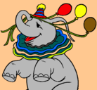 Dibujo Elefante con 3 globos pintado por elefant