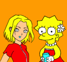 Dibujo Sakura y Lisa pintado por crisaba