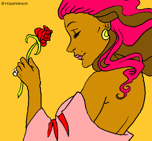 Dibujo Princesa con una rosa pintado por chiche1354