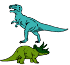 Dibujo Triceratops y tiranosaurios rex pintado por juancho26