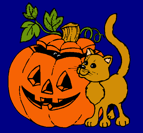 Calabaza y gato