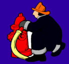 Dibujo Bombero en la boca de incendios pintado por chacho