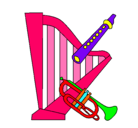 Dibujo Arpa, flauta y trompeta pintado por YESLING