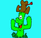Dibujo Cactus con sombrero pintado por marcador