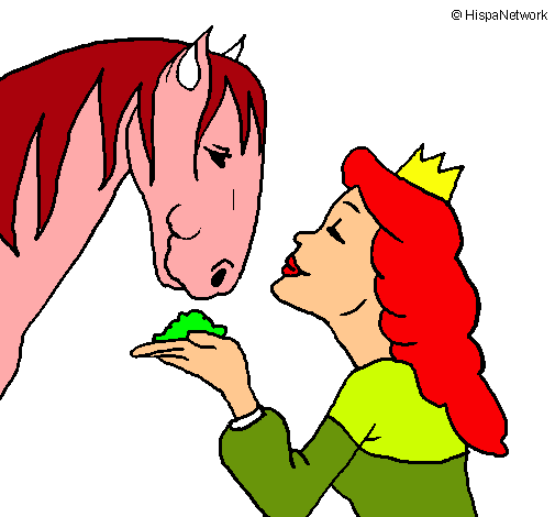 Dibujo Princesa y caballo pintado por tintin