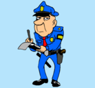 Dibujo Policía haciendo multas pintado por police