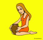 Dibujo Mujer y jarrón pintado por Pantaraya