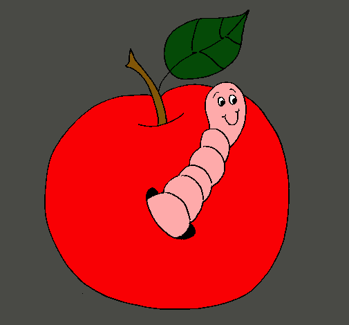 Manzana con gusano