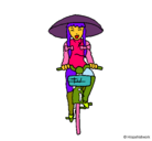 Dibujo China en bicicleta pintado por evamfernandez