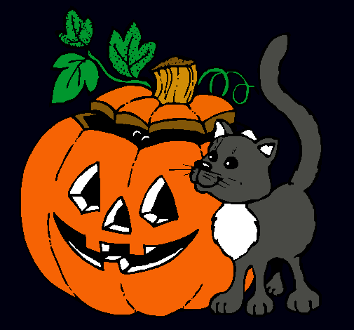 Calabaza y gato