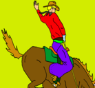 Dibujo Vaquero en caballo pintado por fuentes