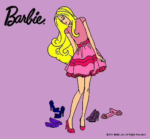 Dibujo Barbie y su colección de zapatos pintado por justincita