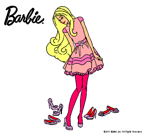 Dibujo Barbie y su colección de zapatos pintado por chiche1354