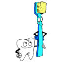 Dibujo Muela y cepillo de dientes pintado por pufflita
