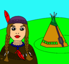 Dibujo India y tepee pintado por juaco1