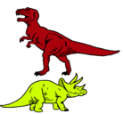 Dibujo Triceratops y tiranosaurios rex pintado por german