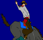 Dibujo Vaquero en caballo pintado por mariete