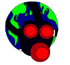 Dibujo Tierra con máscara de gas pintado por sauropodo