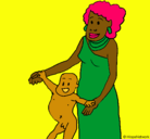 Dibujo Madre e hijo de Guinea pintado por Pantaraya