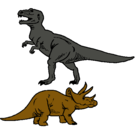 Dibujo Triceratops y tiranosaurios rex pintado por aspi