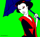 Dibujo Geisha con paraguas pintado por jessicatosado