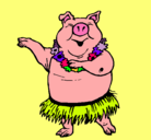 Dibujo Cerdo hawaiano pintado por asdfg