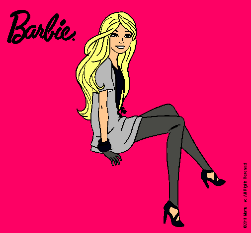Dibujo Barbie sentada pintado por chiche1354