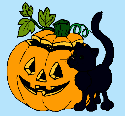 Calabaza y gato