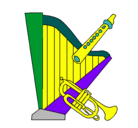 Dibujo Arpa, flauta y trompeta pintado por joanmp