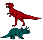 Dibujo Triceratops y tiranosaurios rex pintado por emyc
