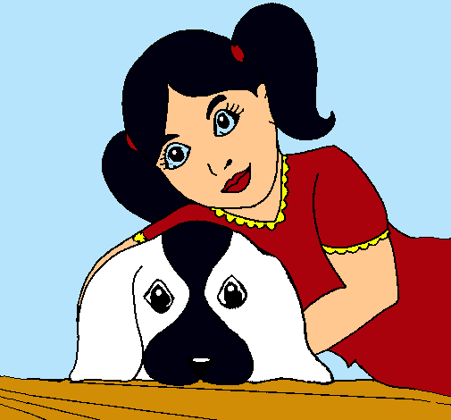 Dibujo Niña abrazando a su perro pintado por franmeli