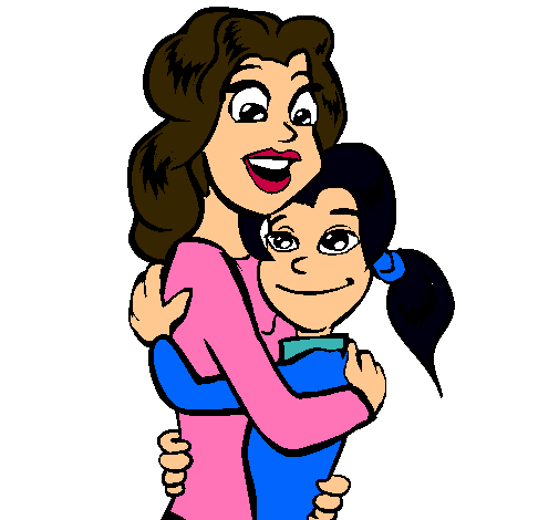 Dibujo Madre e hija abrazadas pintado por vannesa 