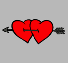 Dibujo Dos corazones con una flecha pintado por zerimar