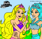 Dibujo Barbie se despiede de la reina sirena pintado por yhosi