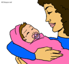 Dibujo Madre con su bebe II pintado por madre 