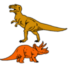 Dibujo Triceratops y tiranosaurios rex pintado por tridon