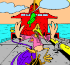 Dibujo Cigüeña en un barco pintado por darda