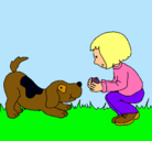 Dibujo Niña y perro jugando pintado por fabilindaaaaaa