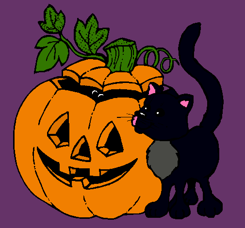 Calabaza y gato