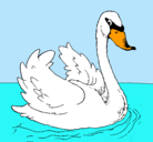 Dibujo Cisne en el agua pintado por mort