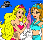 Dibujo Barbie se despiede de la reina sirena pintado por popopo