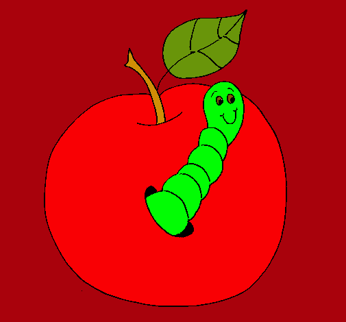 Manzana con gusano