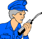 Dibujo Policía con el walkie pintado por papi4