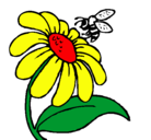 Dibujo Margarita con abeja pintado por abeja