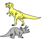 Dibujo Triceratops y tiranosaurios rex pintado por DAA13-042011