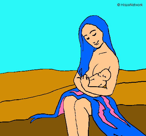 Dibujo Madre con su bebe pintado por Pantaraya