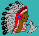 Dibujo Indio con grandes plumas pintado por apolonia